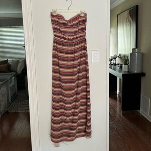 Freshine strapless open back striped maxi dress, medium